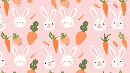 pattern with rabbits and carrots, background