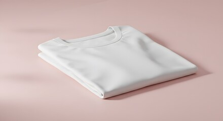 Fototapeta premium Folded White T Shirt on Pink Background for Apparel Product Presentation