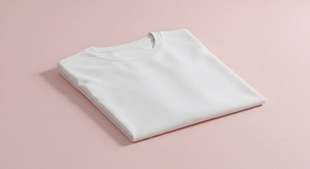 Folded White T-shirt on Soft Pink Backdrop Perfect for Garment Presentation