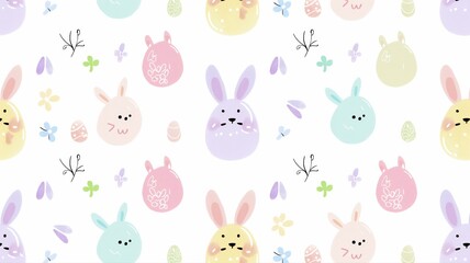 Obraz premium easter pattern with rabbits and ester eggs, pastel colours