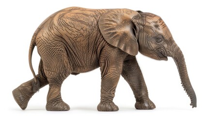 Obraz premium Majestic african elephant standing alone against a white background, showcasing its grandeur