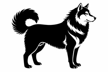 alaskan malamute line art silhouette vector illustration