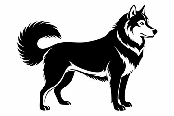 alaskan malamute line art silhouette vector illustration