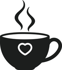 Coffee Cup with Heart Silhouette – Love and Warmth in Every Sip