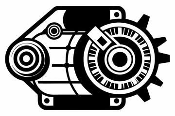 alternator line art silhouette vector illustration