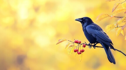 Obraz premium Animals Raven Moment Right Mysterious Space Branch