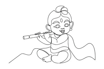 Infant Krishna, Flute, Online Drawing, Hindu Deity, Divine, God, Art, Indian, Mythology, Culture
