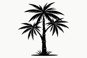 Obraz premium bamboo palm on a vase line art silhouette vector illustration