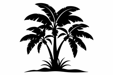 Obraz premium banana tree line art silhouette vector illustration