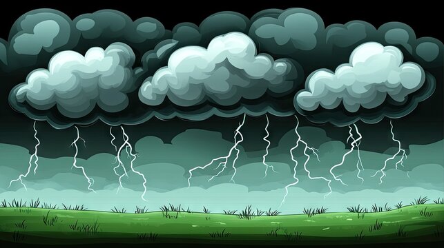 Stormy clouds over grassy field