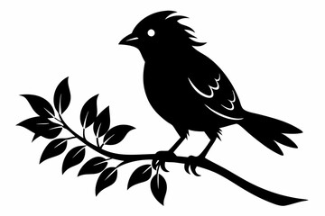 Obraz premium bird on a branch line art silhouette vector illustration
