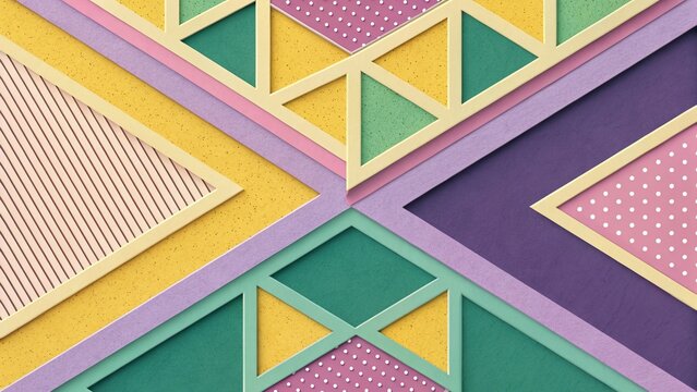 Abstract Geometric Design with Pastel Triangles and Rectangles