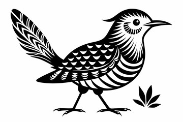 Obraz premium cactus wren line art silhouette vector illustration