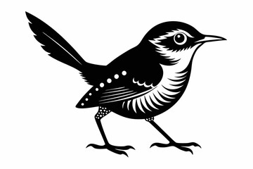 Fototapeta premium cactus wren line art silhouette vector illustration
