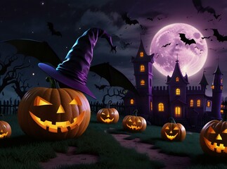 Fototapeta premium halloween background with pumpkins