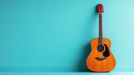 Fototapeta premium Music Brown Acoustic View Right Empty Guitar Melodic