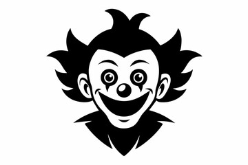 clown head line art silhouette vector illustration