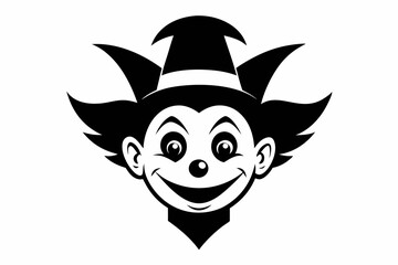 clown head line art silhouette vector illustration
