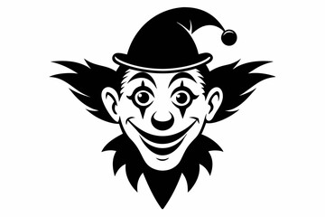 clown head line art silhouette vector illustration