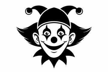 clown head line art silhouette vector illustration