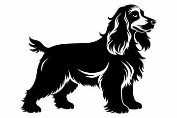 cocker spaniel line art silhouette vector illustration