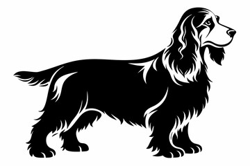cocker spaniel line art silhouette vector illustration