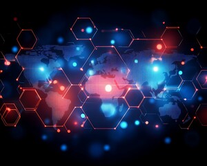 Obraz premium Global network connections with illuminated hexagonal design