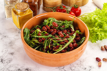 Red canned beans with arugula