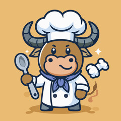 Happy Buffalo Chef with Spoon