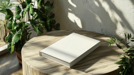 Book Mockup: Sunlit Wood Table
