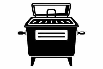 deep fryer line art silhouette vector illustration