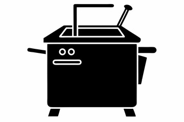 deep fryer line art silhouette vector illustration