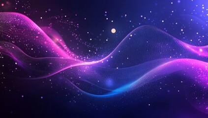 Fototapeta premium Abstract swirling nebula of vibrant colors, with shimmering particles