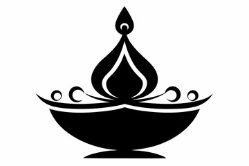 diwali lamp line art silhouette vector illustration