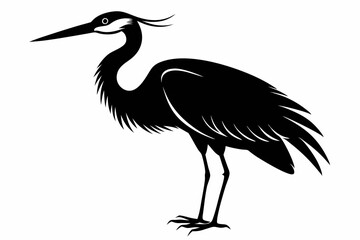 egret bird line art silhouette vector illustration