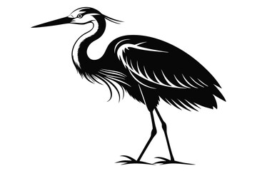 egret bird line art silhouette vector illustration