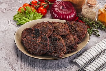 Liver pancakes in the bowl