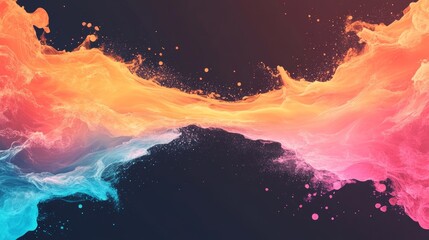 Abstract art: Vibrant orange and pink swirls collide against a dark background, creating a dynamic and energetic composition.