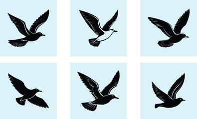 Flying Seagull Silhouette vector