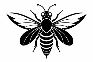 firefly bee line art silhouette vector illustration