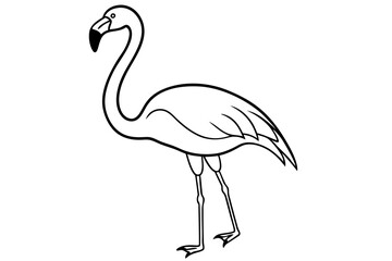 flamingo line art silhouette vector illustration © Pinak