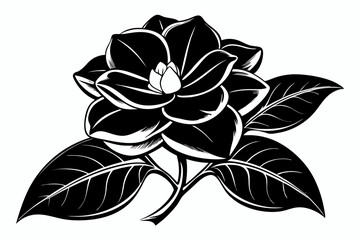 gardenia line art silhouette vector illustration