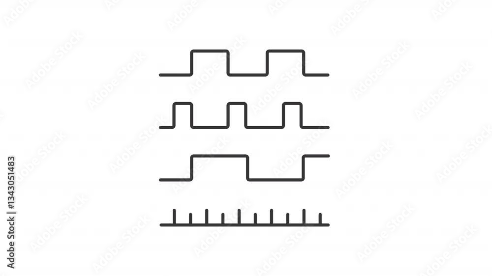 Poster timing diagram line animation. data graph animated icon. moving lines, showing up. signals, wave. bl