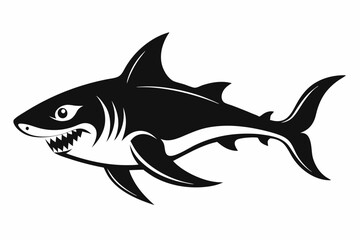 Obraz premium goblin shark line art silhouette vector illustration