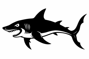 goblin shark line art silhouette vector illustration