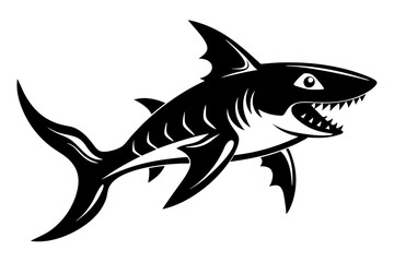 goblin shark line art silhouette vector illustration