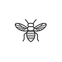 Simple line art bee icon vector graphic design on white background