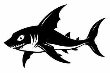 goblin shark line art silhouette vector illustration