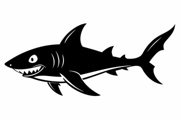 goblin shark line art silhouette vector illustration