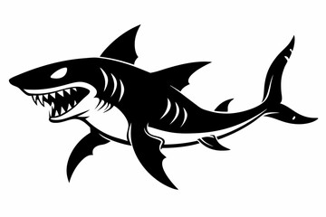 goblin shark line art silhouette vector illustration
